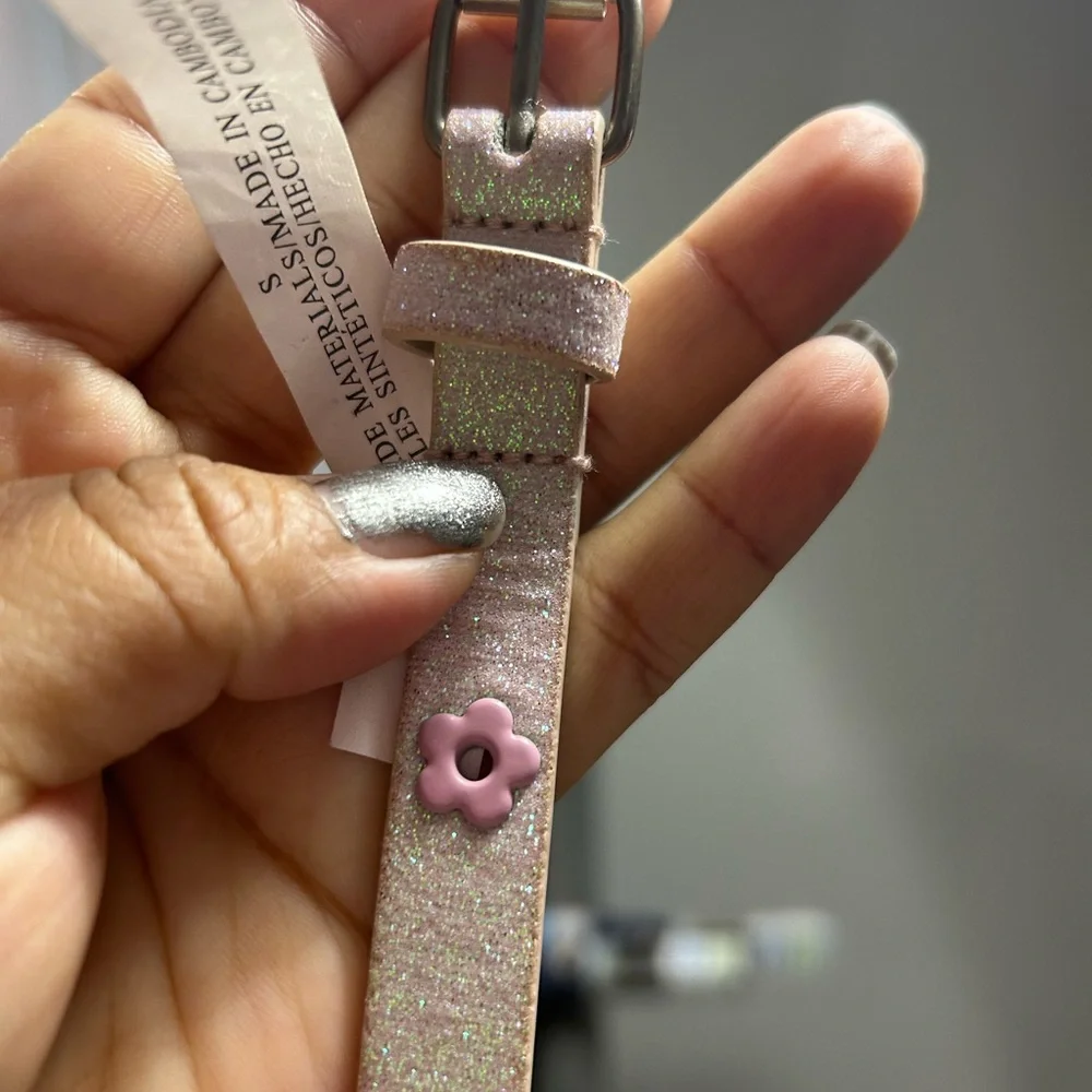Glittery Pink Floral girl’s Belt